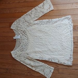 Cream Crochet Two-fer Top